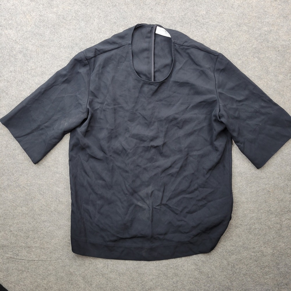 Everlane Size 2 Triacetate Short Sleeve Full Back Zip Blouse Top